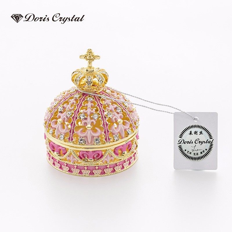 doris crystal朵利丝粉皇冠珠宝首饰盒项链手链戒指收纳儿童结婚圣诞