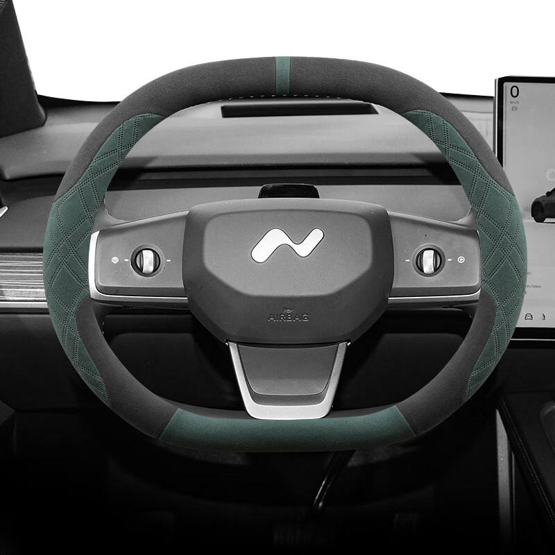 蔚来乐道L60方向盘套超薄专用翻毛皮绒防滑吸汗汽车把套四季冬季 乐道双D型（黑橙超薄翻毛款 其它