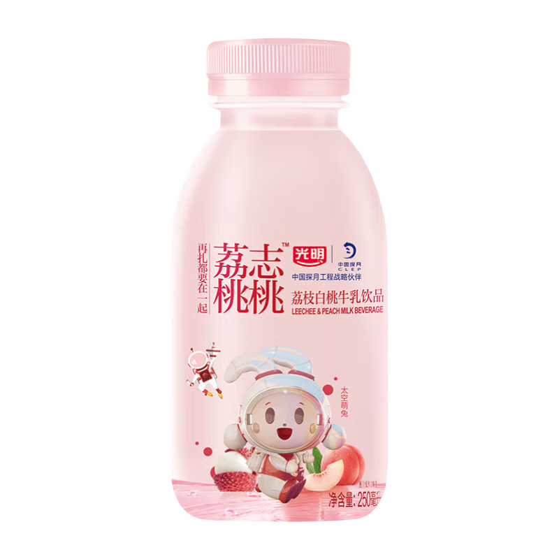光明 荔志桃桃 250ML*12瓶 荔枝白桃味 低温风味牛乳饮品