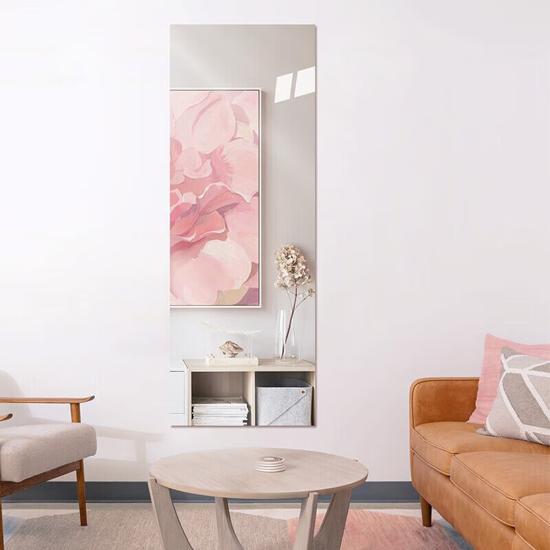 千棵树亚克力软镜子高清全身镜贴墙自粘穿衣镜客厅卧室挂墙挂门镜免打孔 半身镜-30cm*60cm-圆角 大