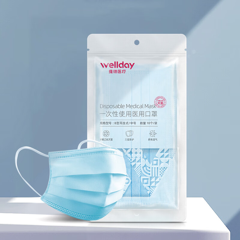 维德医疗医用外科口罩成人儿童婴幼儿家用一次性三层透气款口罩mt