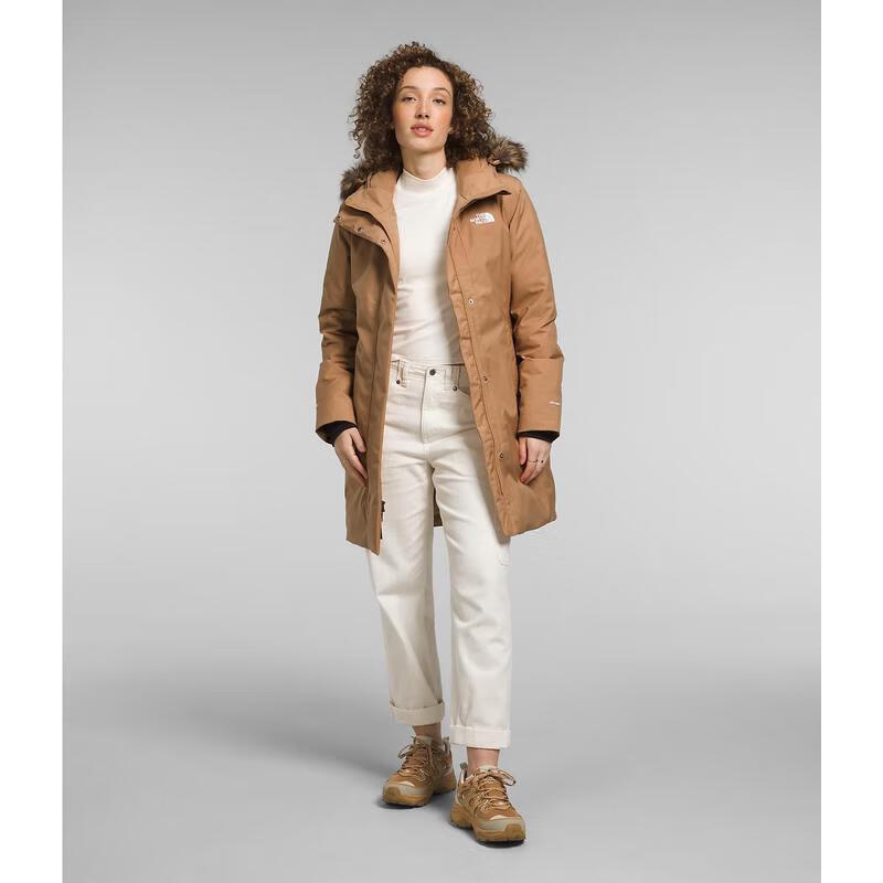 北极系列女士中长款户外防水防寒保暖夹克派克大衣 杏仁色 almond