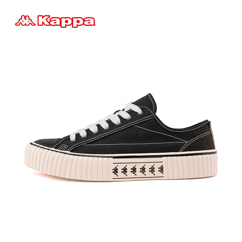 KAPPA卡帕官方帆布鞋子女鞋2024夏季透气运动板鞋品牌断码潮鞋 K0BX5VS08D黑色 37