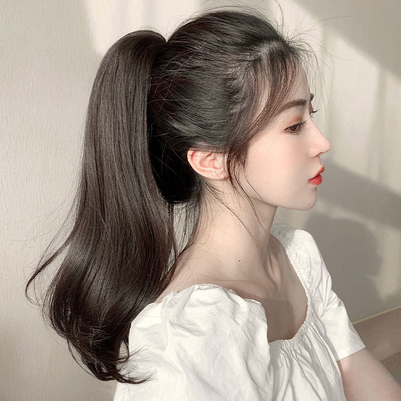 绿简堂贝丽丝抓夹长发马尾假发女网红卷发假马尾绑带式自然假发片可扎