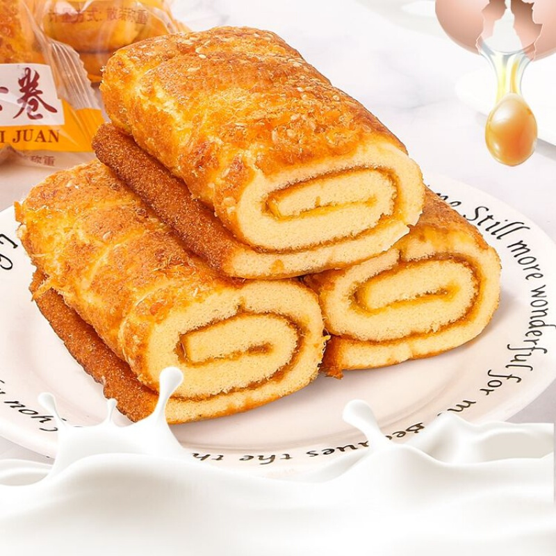 虎钢馋西式糕点肉松瑞士卷蛋糕早餐充饥外出休闲零食 二斤
