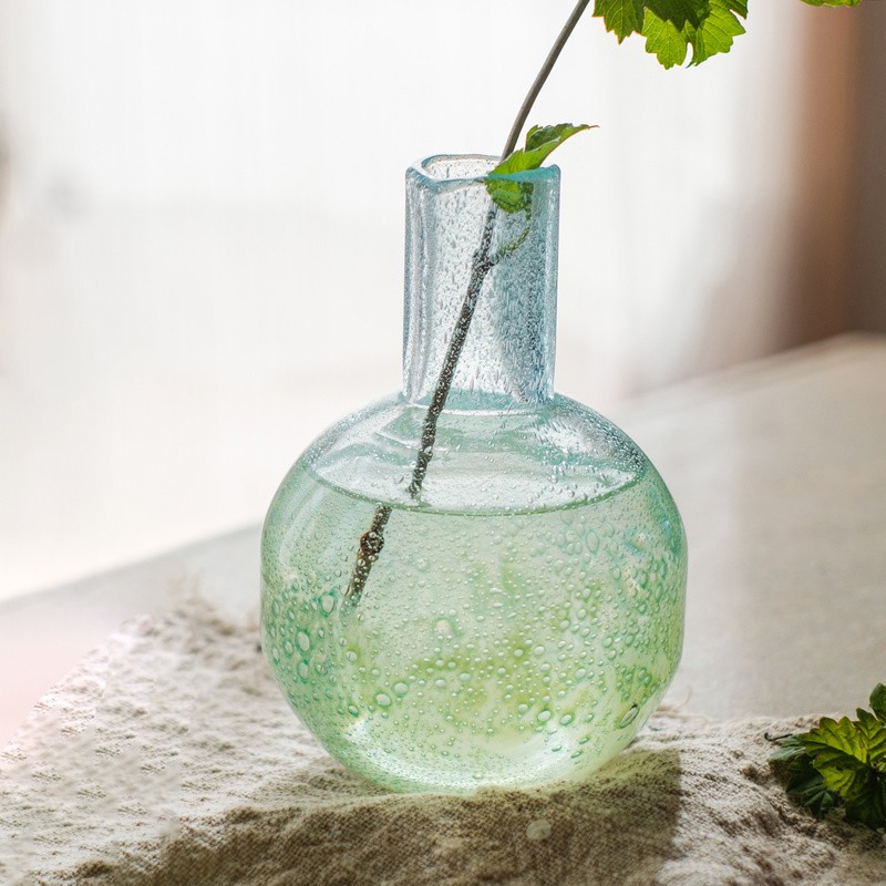 掬涵 雨浓气泡玻璃花瓶梦幻网红水培插花细口瓶子客厅餐桌花器摆件