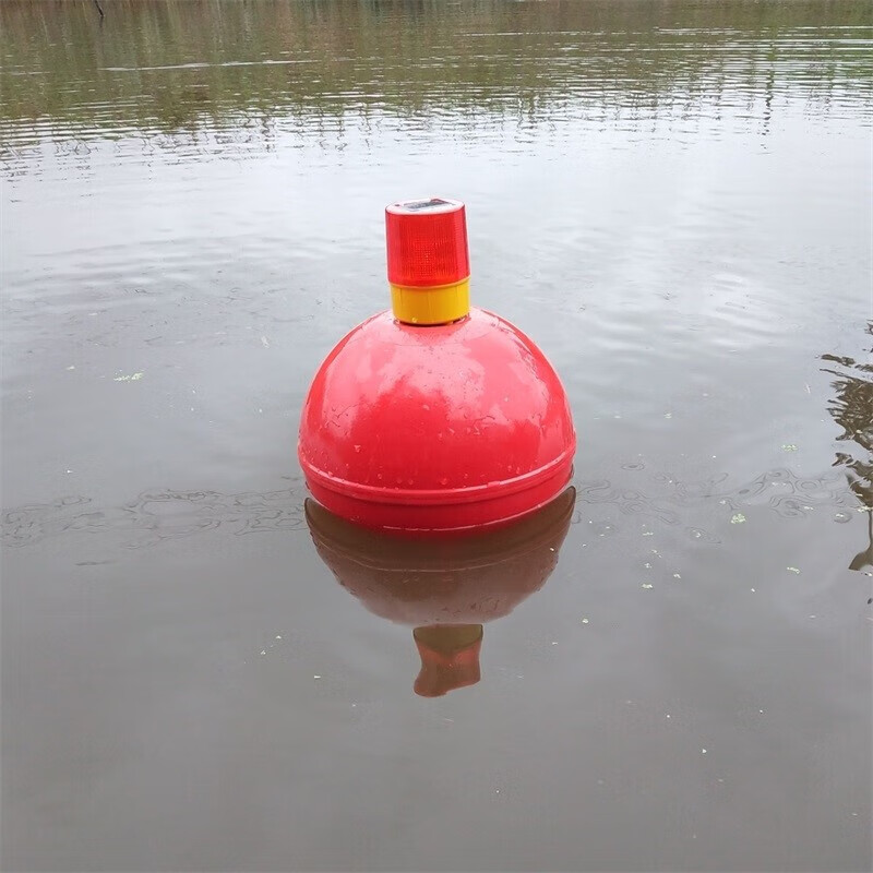 PDST全新加厚塑料浮球航道隔离皮划艇龙舟赛消防演练警示线浮标 红色球径25cm警示闪烁灯浮球
