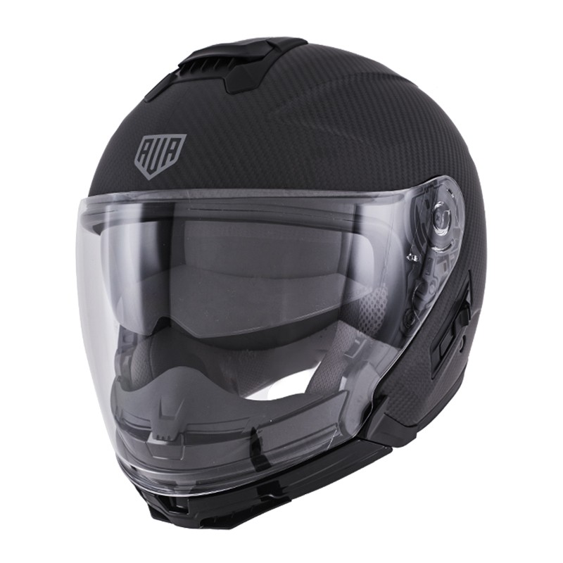 新款ava碳纤维摩托车头盔半盔男女C-AIR四分之三盔机车双镜片组合盔 3k亮光 S（适合51-53头围）