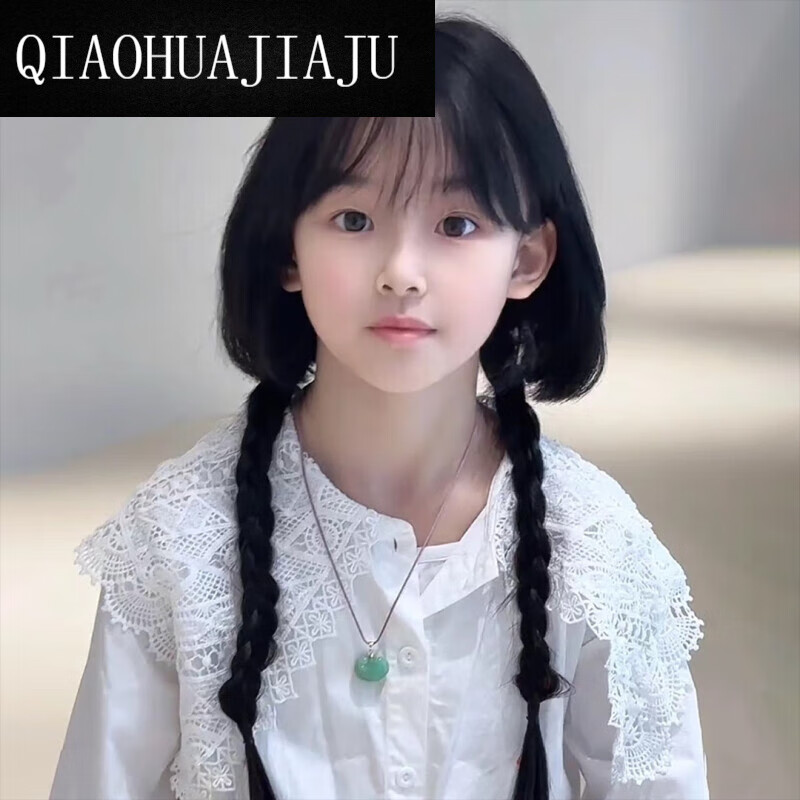 千叶繁水母头假发儿童女宝宝长可爱甜美日系仿真人发丝整顶全头套式