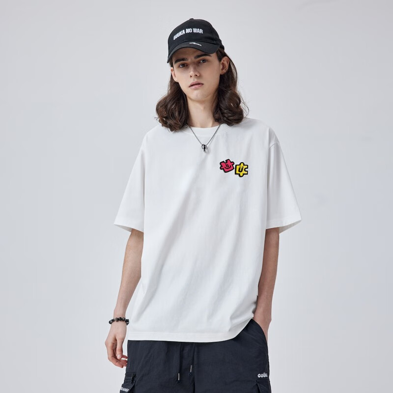 古由卡(GUUKA)xAGAHO联名t恤男士短袖宽松潮流夏季26新款情侣装休闲外穿打底衫 白色 F7536 M