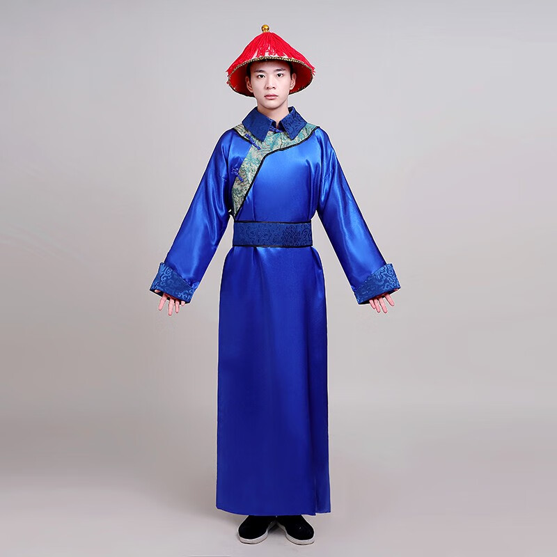 细熙太监服装清朝古装公公总管服大内侍卫官服男太医演出服 蓝色衣服