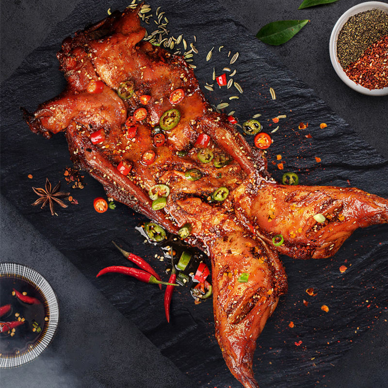 小吃麻辣兔腿兔肉兔头五香烤兔零食熟食 麻辣手撕烤兔整只(份量超足)