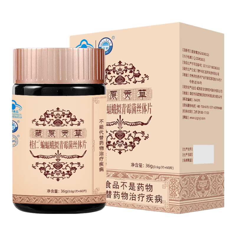 桂仁蟲(chóng)草片冬蟲(chóng)夏草菌絲體含片膠囊60粒增強免疫 中老年人滋補營(yíng)養品 蟲(chóng)草片十盒套餐（實(shí)發(fā)十五盒）