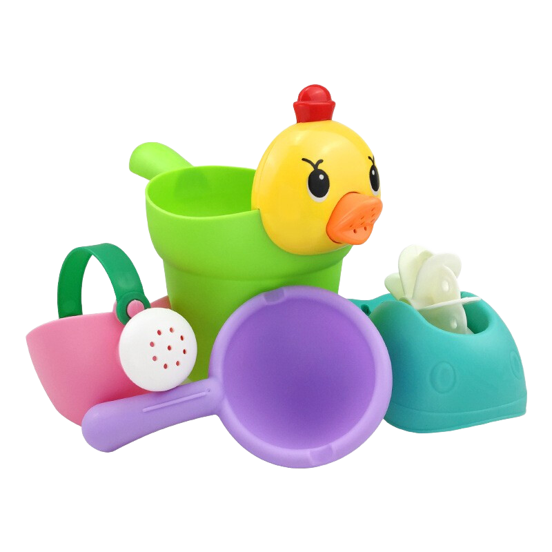 缔羽 儿童玩具软胶浴室洗澡玩具宝宝戏水转转乐婴幼儿洒水壶四件套