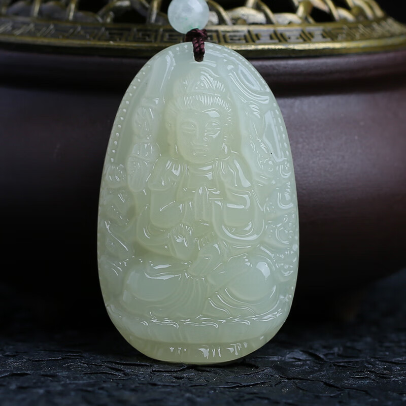 本命佛吊坠十二生肖挂件玉观音吊坠男士护身符女项链玉生日 (鼠)(千手