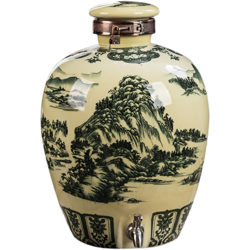 景德镇陶瓷私藏泡酒坛子10/20/30/50斤酒瓶空瓶家用密封酒缸酒罐 10斤水墨龙腾无孔