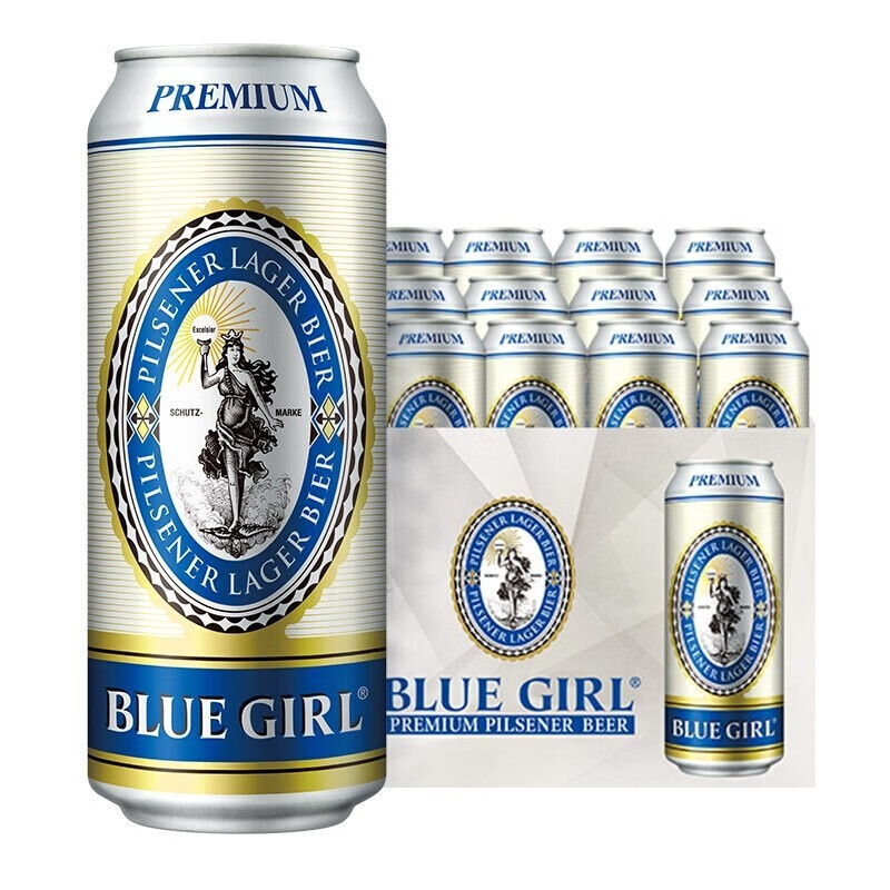 蓝妹（BLUE GIRL）酷爽啤酒 清啤 拉格啤酒 罐装 500ml*12听 整箱装daamdegvyr