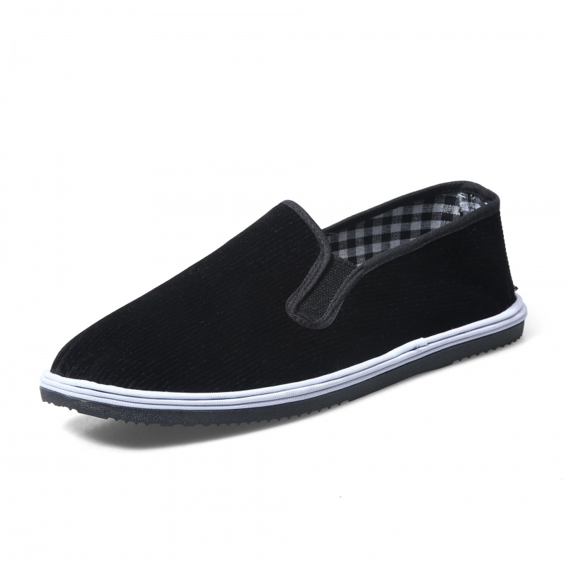 布鞋传统布鞋耐磨透气舒适黑布鞋手工千层底黑布鞋 水波纹条绒 44