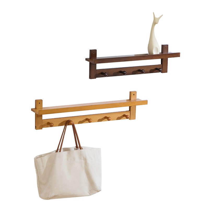 老竹匠壁挂衣帽架墙上置物架墙面搁板衣服架挂衣钩创意玄关挂衣架楠竹墙上简易衣架挂式墙壁衣帽钩原色-3挂钩