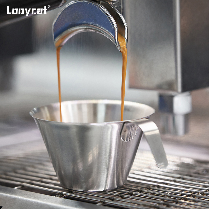 looycat 不锈钢浓缩咖啡盎司杯espresso不锈钢萃取杯子量杯刻度杯