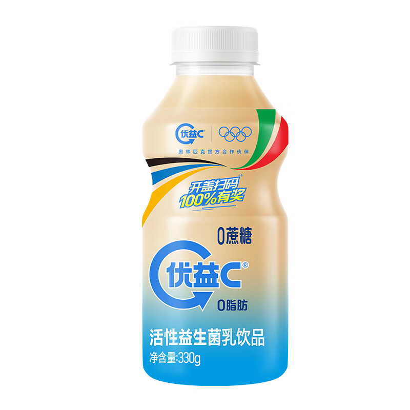 蒙牛优益C活菌型乳酸菌饮品冷藏饮料【0蔗糖】原味330g*12瓶