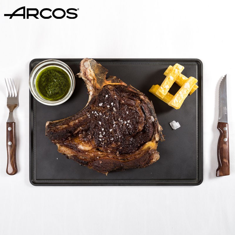 Arcos西班牙原装进口食品级树脂 抗菌轻便防滑塑料菜板切菜砧板 黑色不带凹槽691810
