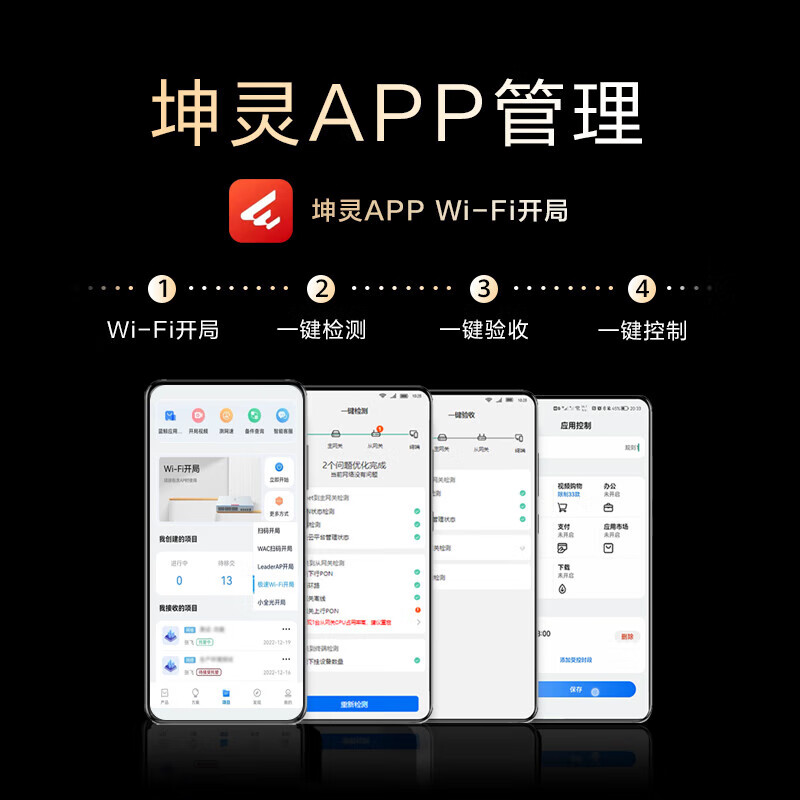 华为(HUAWEI)坤灵面板式无线AP企业全屋WiFi6套装 企业AC+AP双频3000M路由器POE网线供电IPTV坤灵APP管理分布式 5口AC路由器+4超薄AP【无线漫游】