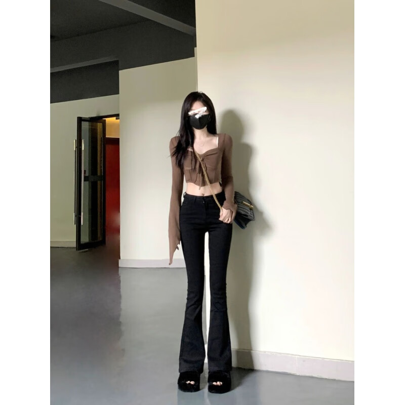 空之轨迹女网红性感衣服上镜超仙小心机t恤辣妹鱼骨长袖t恤女装秋季纯