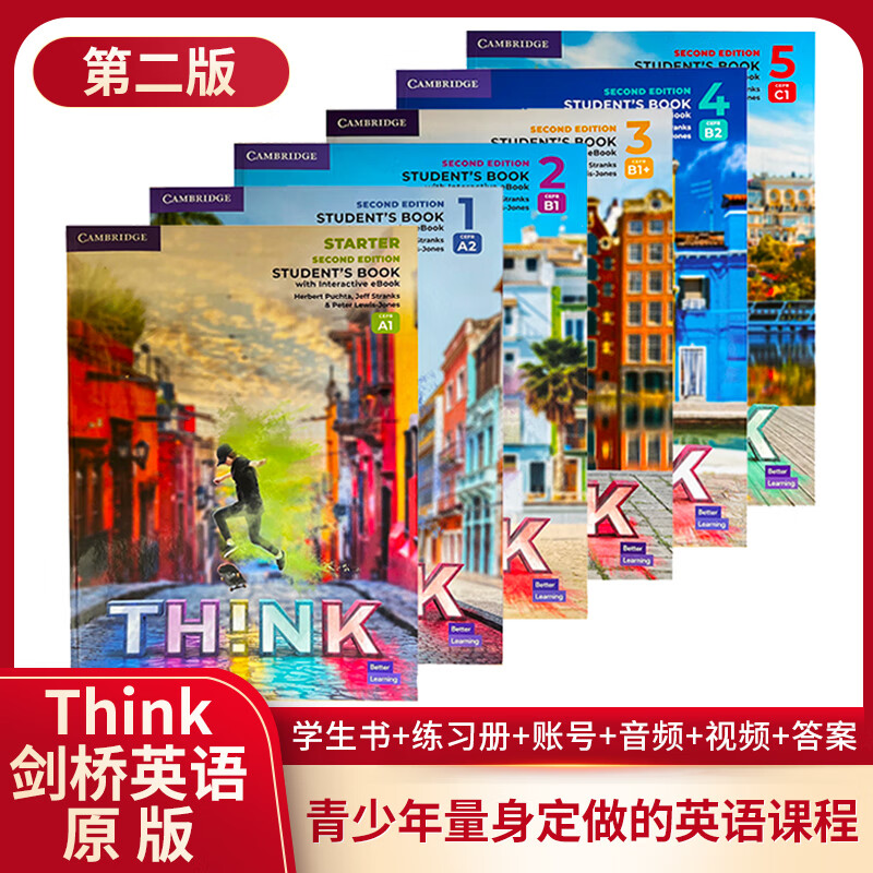 北京发货 新版原版第二版剑桥中学英语Think Starter 12345级课本+练习册+在线账号 送音频视频测试答案 正版现货 12-18岁英语教材 进口版 KET PET FCE考试用书  Sta