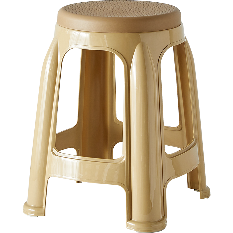 华恺之星 加厚塑料凳子 家用高凳耐磨餐椅子圆凳板凳换鞋浴室凳 YK018咖色