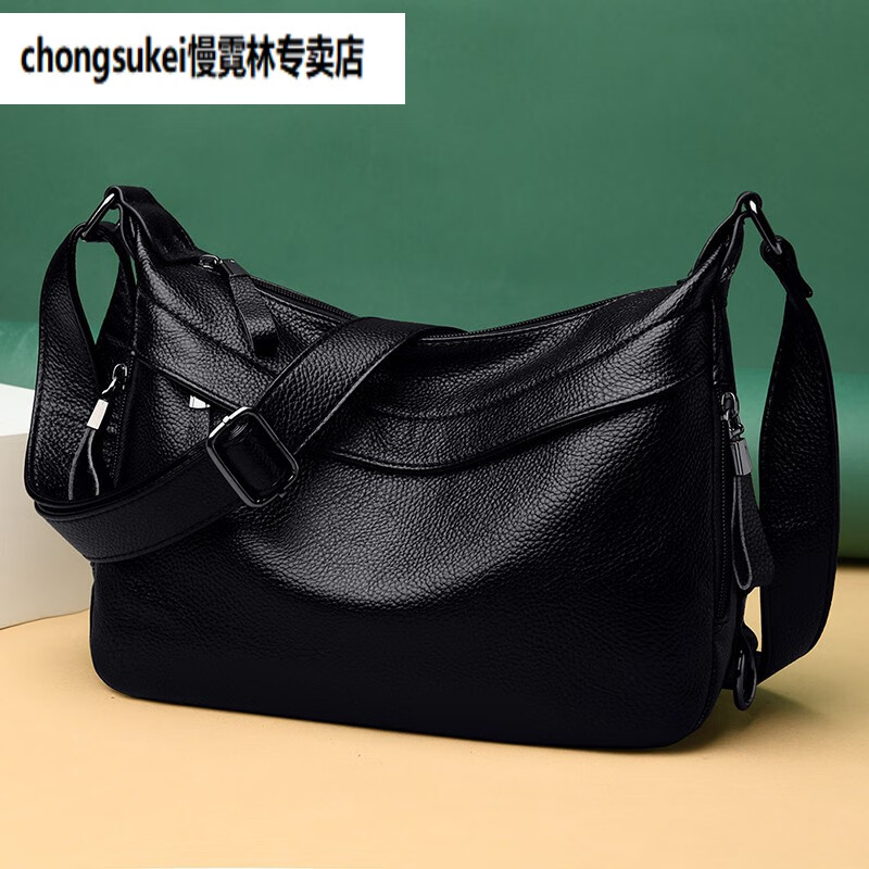 bmoi真牛皮中老年人女包新款大容量单肩斜挎包包女士背包中年妈妈软皮