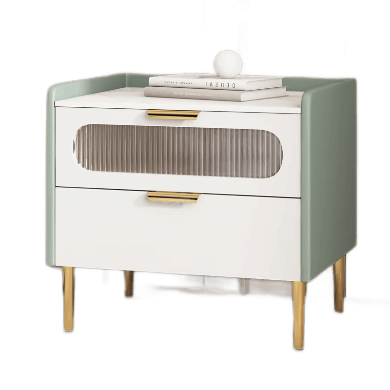 【0甲醛全实木】智能全实木床头柜现代简约多功能无线充电小型轻奢岩板玻璃床边柜 浅灰色【全实木+三色灯+无线充电】 整装发货【长50宽40高62厘米】