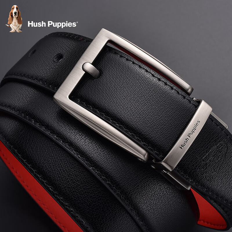 暇步士(Hush Puppies)红腰带本命年马年针扣式男士皮带可旋转扣头两用礼物裤带高端商务 旋转扣头一款两用 110cm