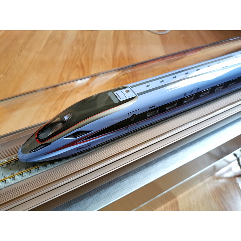 功斌复兴号高铁动车组模型蓝暖男动车组仿真合金摆件 1:87复兴号cr300