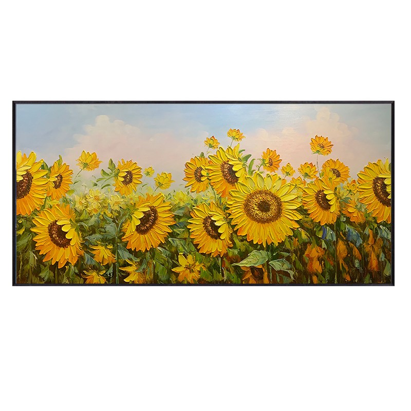 彩象肌理立体向日葵装饰画手绘油画欧式花卉客厅沙发背景墙太阳花挂画
