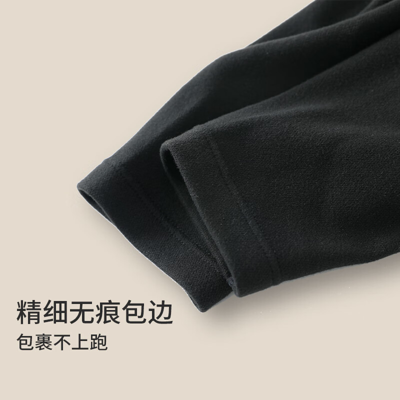 CabraKalani男士保暖内衣男圆领秋衣秋裤套装磨毛加绒加厚基础贴身打底打底衫 A品牌专柜加绒黑色 XL