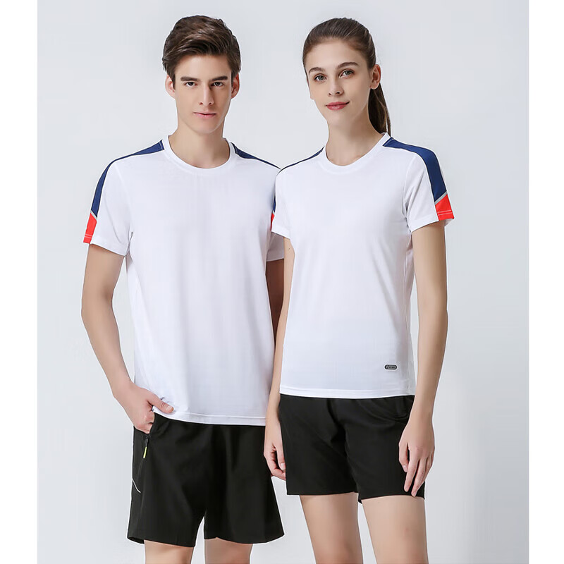 GUBPMTSHIM体考跑步服田径运动套装男女速干短袖球衣羽毛球排 男款=白色套装 130