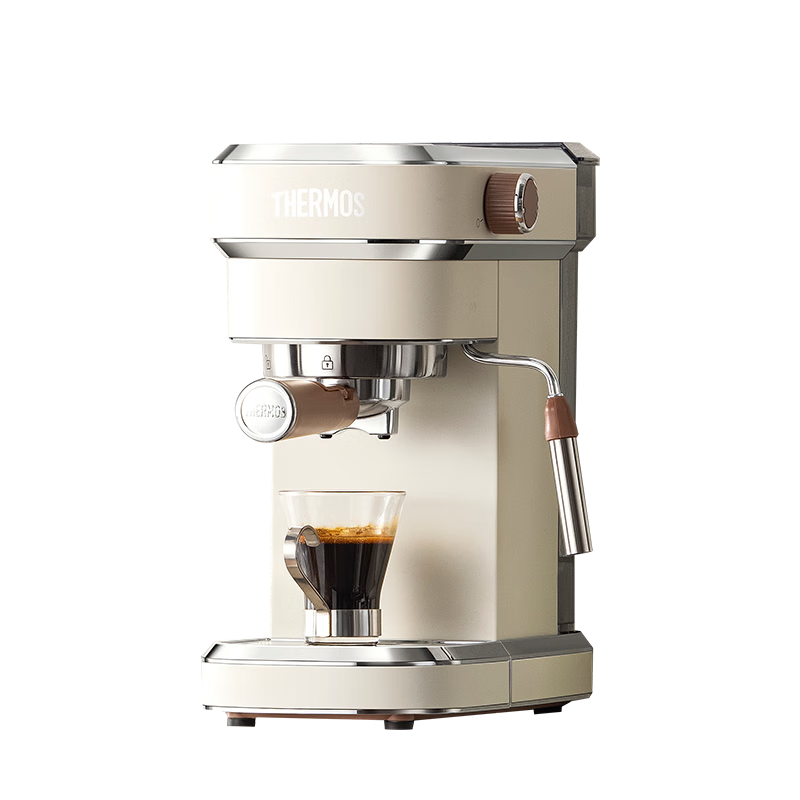 THERMOS【国家补贴】膳魔师意式半自动咖啡机 小型家用浓缩萃取复古便携咖啡机蒸汽奶泡 EHA-3211A-FW