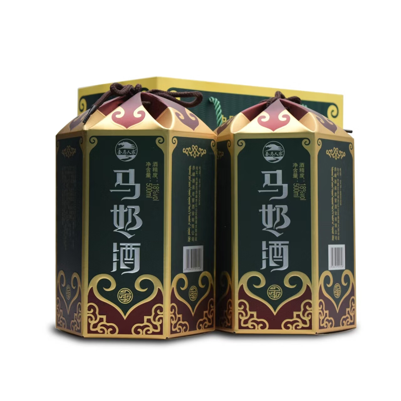 套马人家2瓶礼盒马奶酒内蒙古草原特产18度发酵型半甜型乳白色礼品酒 18度 500mL 6瓶 整箱发货