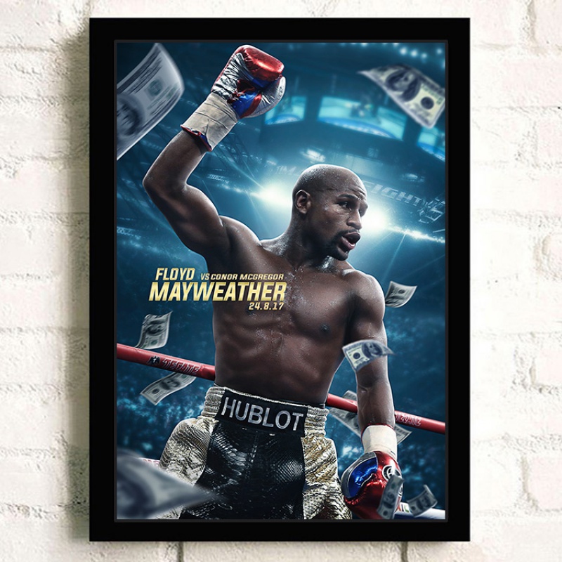 狼天影 梅威瑟海报墙贴画拳击格斗搏击武馆健身房墙上床头贴纸可定制