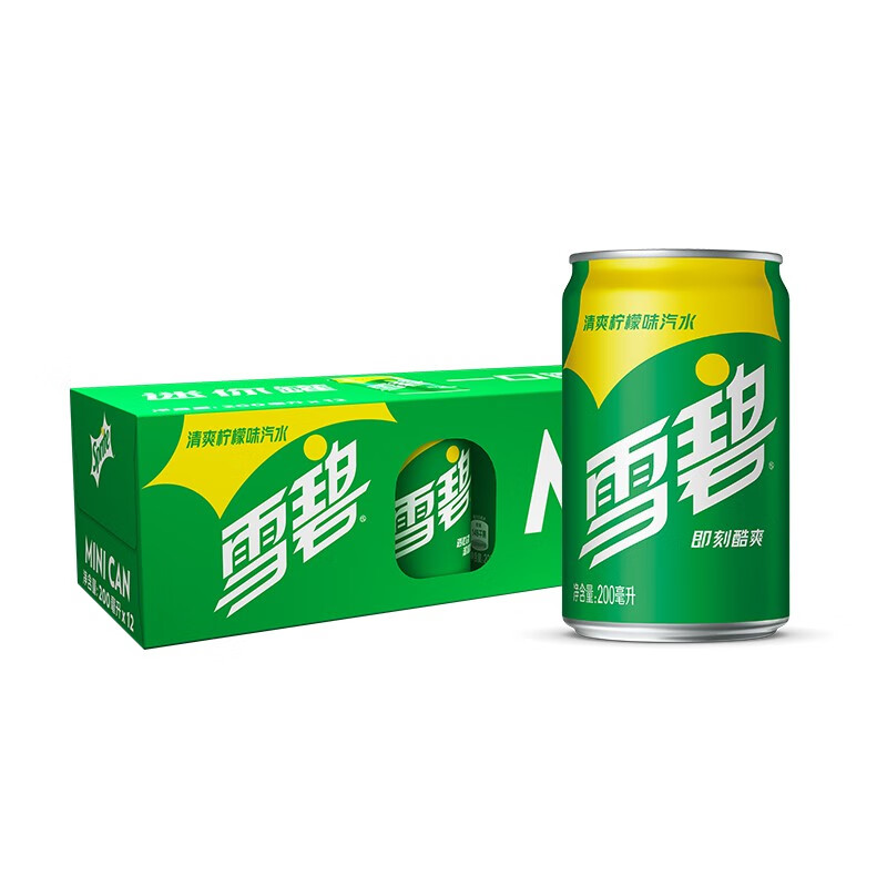 可口可乐(coca-cola) 雪碧柠檬味 汽水饮料 200ml*12罐*2组迷你摩登罐