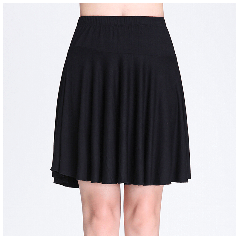 舞服装舞蹈裙拉丁舞短裙莫代尔舞裙子女夏跳舞半身裙 黑色单层中裙 l
