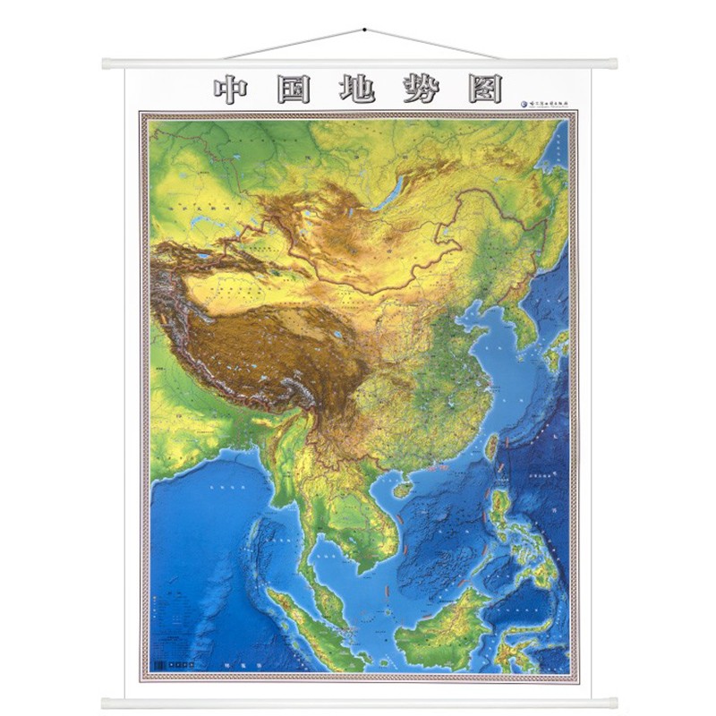 中国地图 竖版 地势地形图 约1.4米*