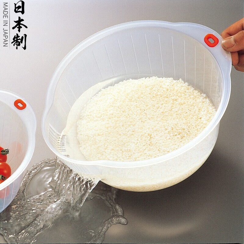 家の物语（KATEI STORY）日本进口厨房淘米器不伤手家用淘米盆塑料沥水篮神器洗菜篮大小