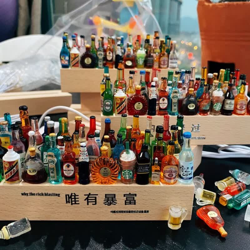 硕霸迷你玩具diy仿真迷你小瓶子小酒瓶儿童配件可做酒鬼小夜灯创意摆