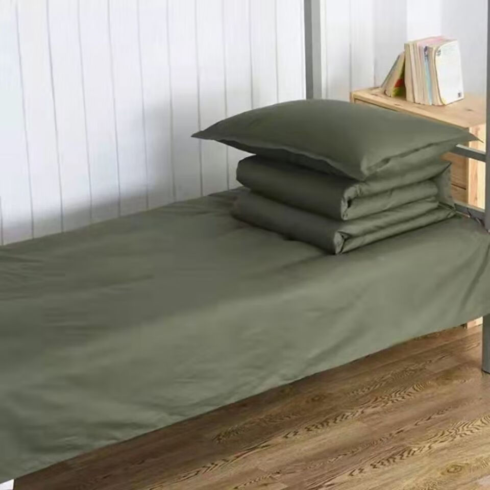 棉花劳保被子保暖单位学校棉花被褥子学生宿舍单人 可拆洗军绿色棉被