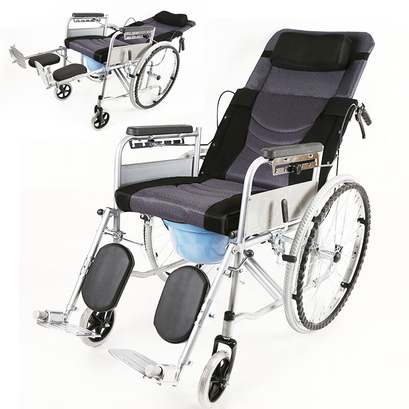 宏普达全躺老人折背旅行轮椅折叠轻便便携免安装9XW 蜂网布