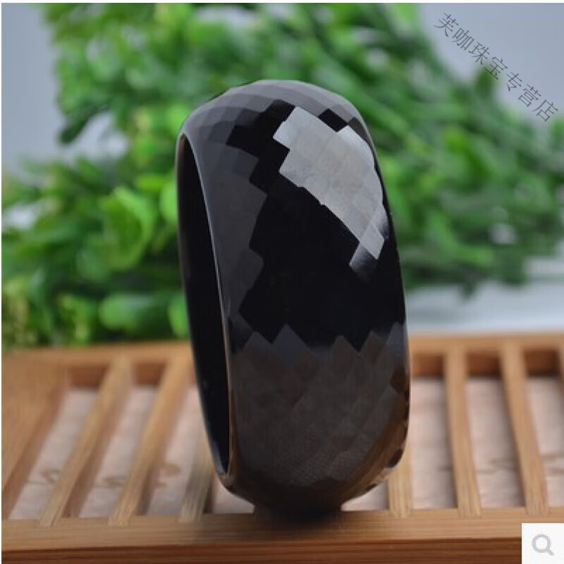 snqp黑玛瑙手镯切面刻面 时尚水晶个性女款饰品的 面宽12mm内径54-56