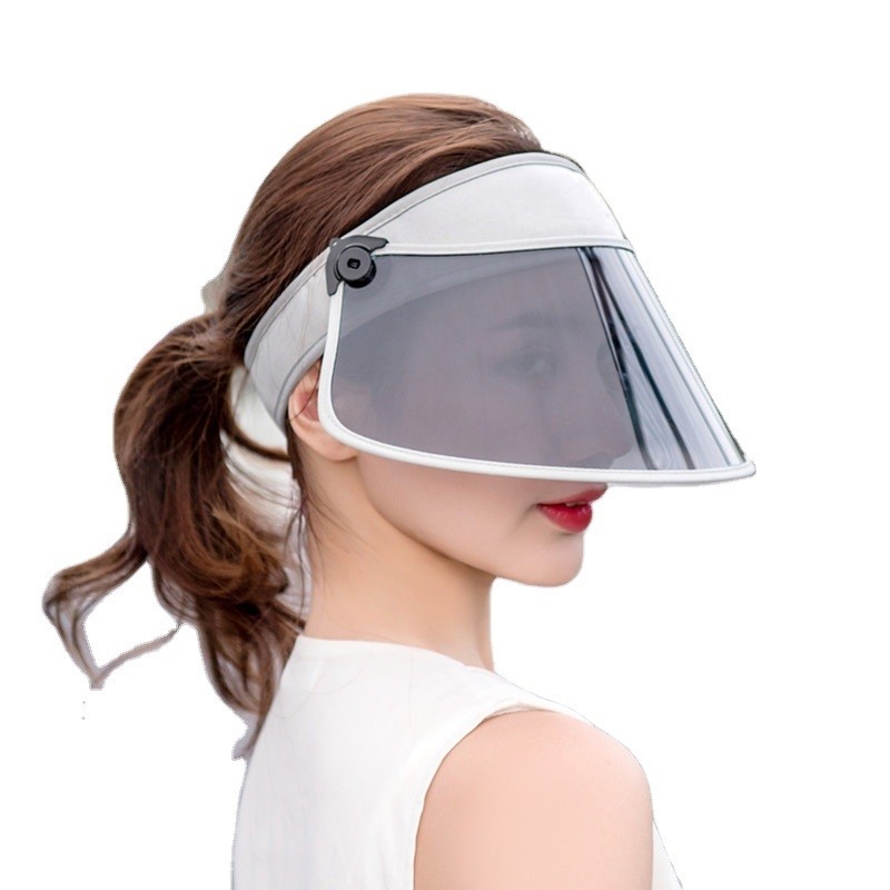 栀锦大镜片遮阳帽夏女士休闲太阳帽防飞沫空顶帽透气大沿帽骑行帽子 黑色 适合56-58cm头围左右