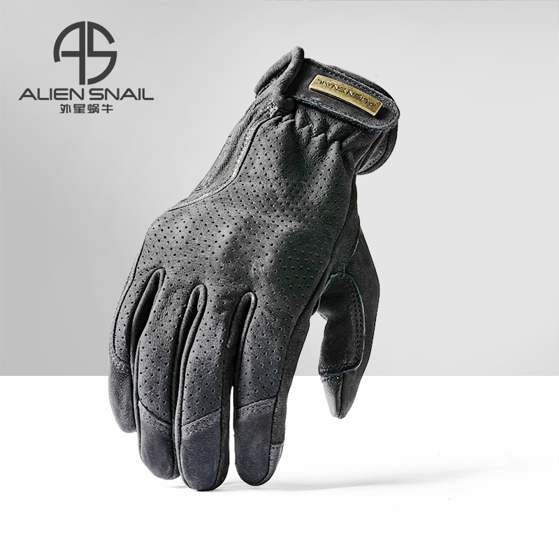外星蜗牛V7摩托车骑行夏季手套男复古机车手套防摔防滑耐磨触屏骑士装备女 V7灰色（春夏秋款） XL